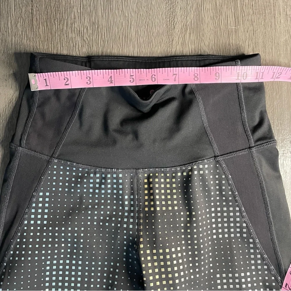 Athleta Black And Rainbow Square High Waisted Leggings